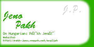 jeno pakh business card